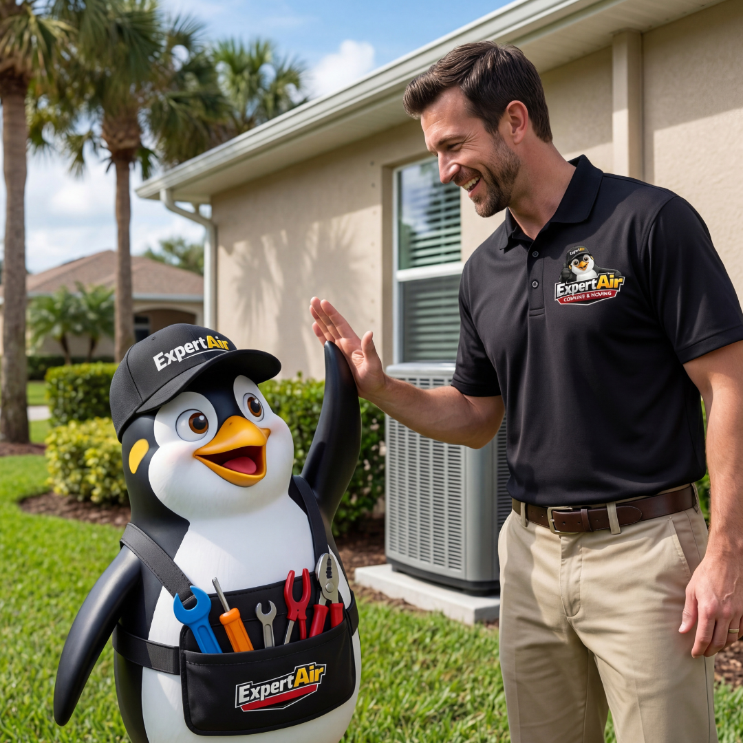 Expert Air Cooling & Heating technician providing priority same-day HVAC service and maintenance at a Florida home in Port St. Lucie and surrounding areas.