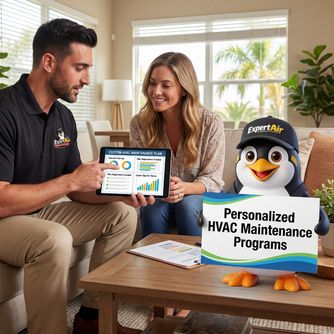 Expert Air Cooling & Heating technician providing personalized HVAC maintenance for a custom heating and cooling system to ensure long-term performance and efficiency.